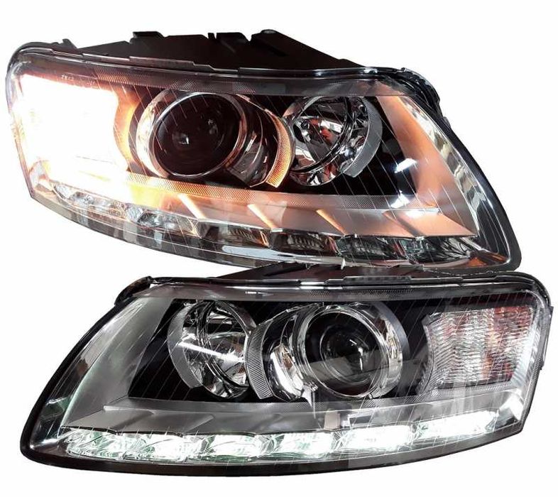 Фарове Ауди А6 Ц6 4Ф Led С лупи Audi a6 C6 4f 2004-2008 Лед Тунинг