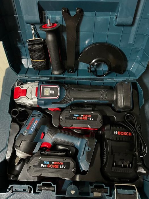 Set 2/1 Bosch Polizor Unghiular, Pistol impact ,2 Acumulatori 18V și 5 Ah