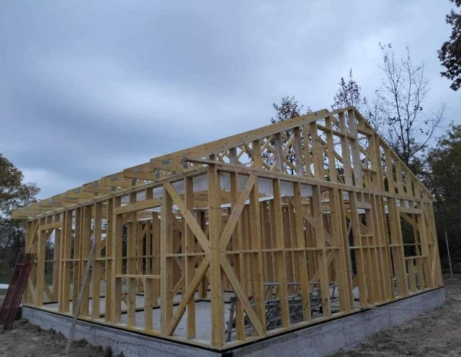 Cabana stil A-Frame, Casa, Foisoare si Terase din structura de lemn