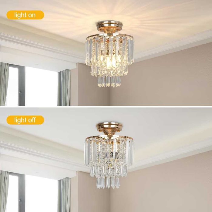 Lustra cristal moderna aurie diametrul 23cm plafoniera LED