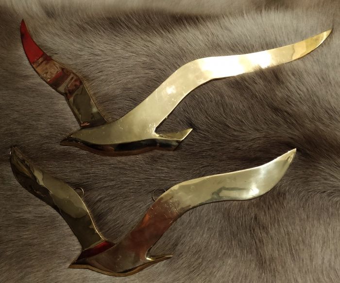 Set sculpturi din alama masiva, aplice cocori de perete piese cu un fo