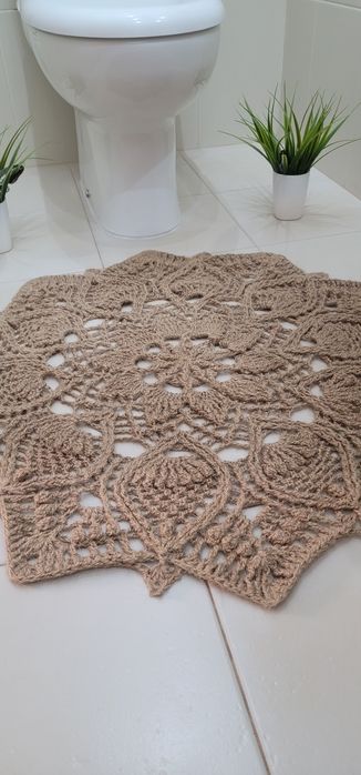 Джутовый коврик в ванную, ручная работа