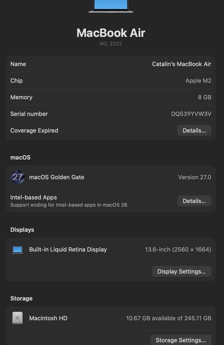 MacBook M2 Air 256 space grey