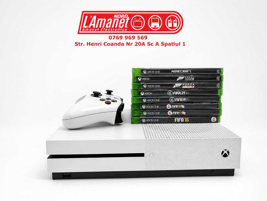 Consola Gaming XBox One S 500GB 1 Maneta + 8 Jocuri Stare Buna - Nord
