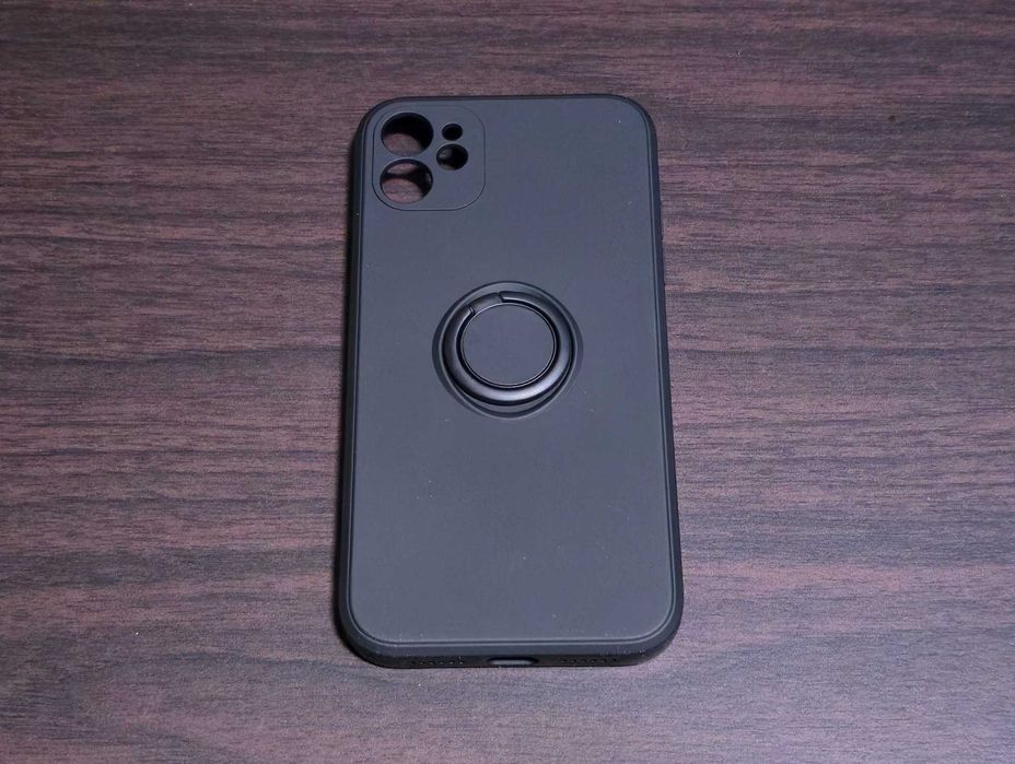 Husa silicon OEM cu inel Apple iPhone 11 black