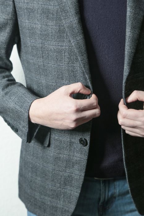 Пиджак мужской, в клеточку, стильный, повседневный. Корея