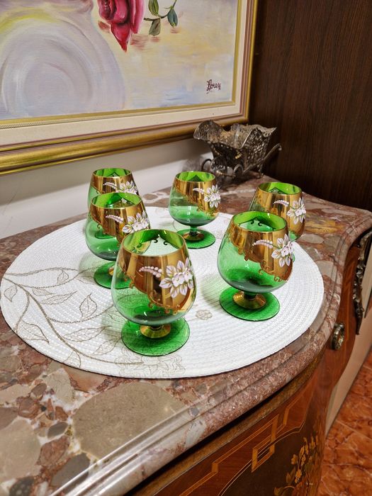 Уникални антикварни кристални чаши  Бохемия