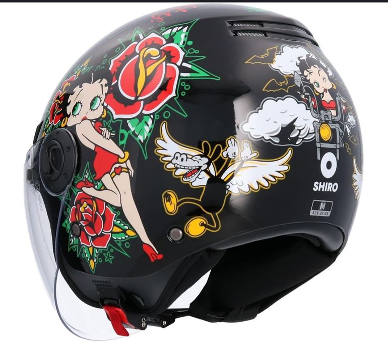 Casca Moto Jet Omologata ECE Casca La Betty Neagra Marime S (55/56) !