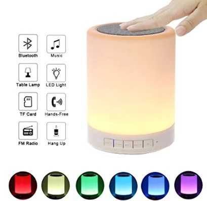 Музикална нощна RGB лампа с колонка, радио и тъч котрол на светлината