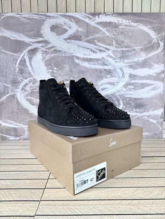 Christian Louboutin High Suede Black Spikes