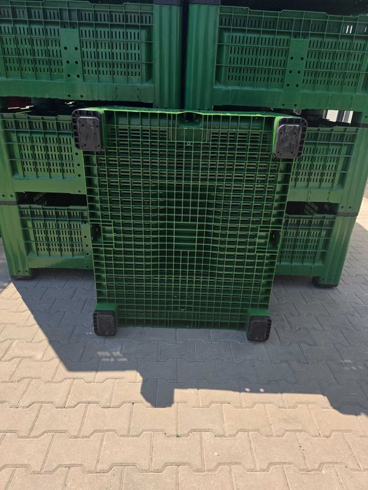 Boxpalet perforat cu patru picioare, 1200 mm x 1000 mm x 580 mm, Verde/ 750 ronTRANSPORT GRATUIT