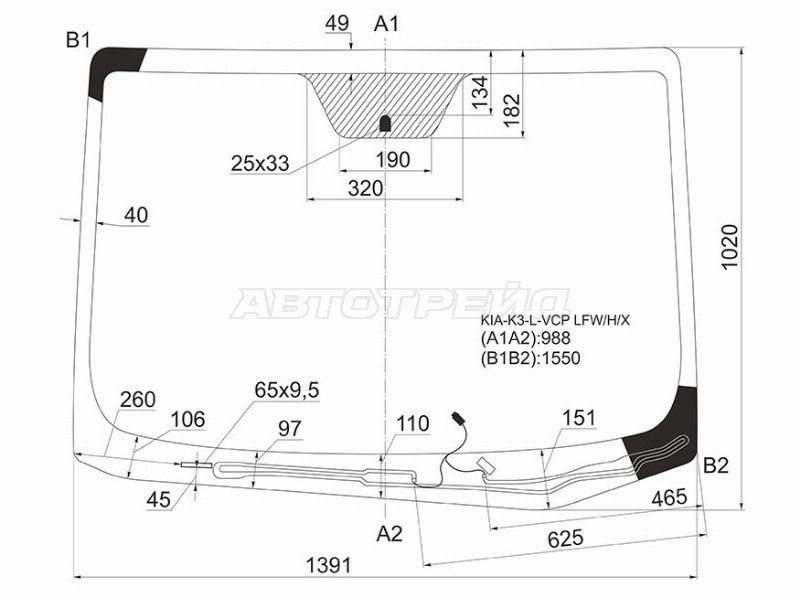 Стекло лобовое Kia Cerato