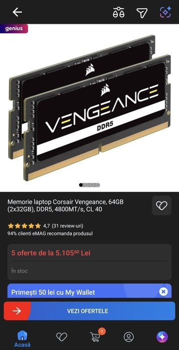 64GB RAM DDR5 4800MHz laptop ram Corsair Sodimm