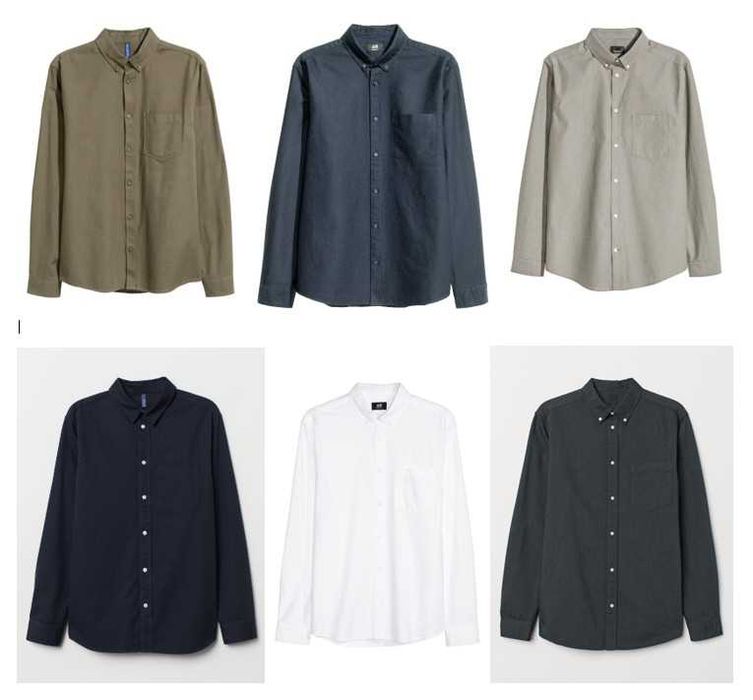 H&M - 7 camasi oxford 100% bumbac, mar.M, noi, eticheta, talie=105 cm.