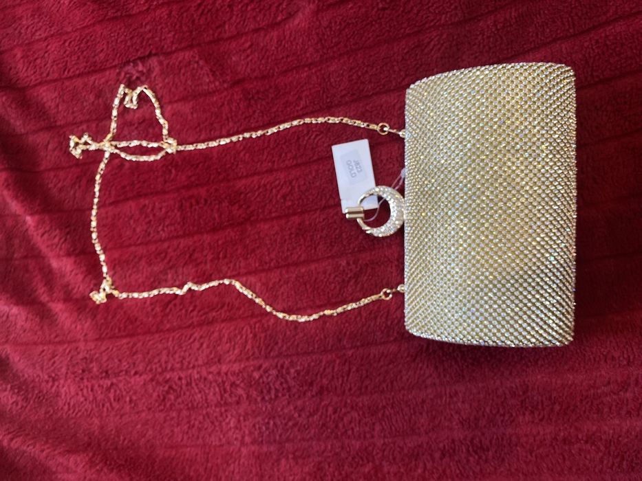 златна клъч чанта -Нова