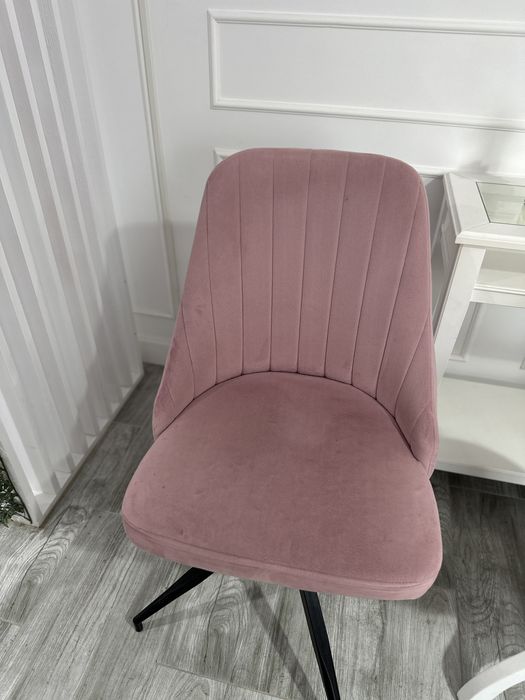 Set de 2 scaune rotative de catifea roz