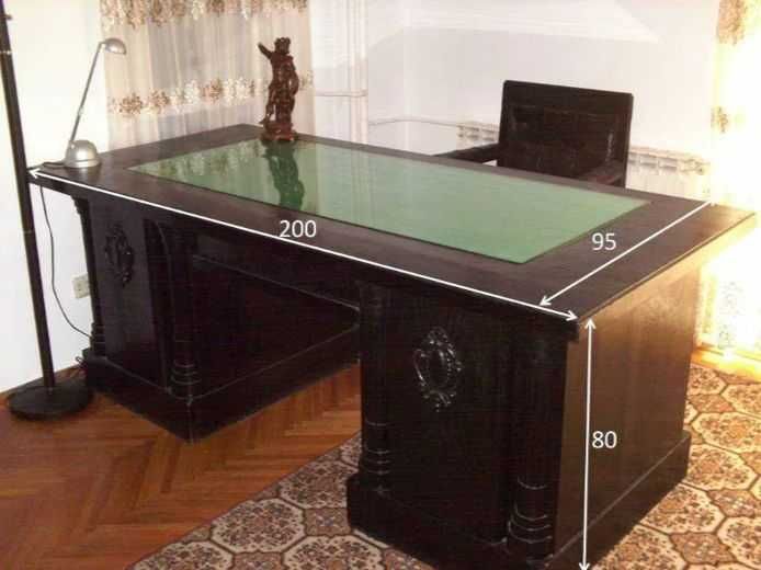 Birou + scaun – unicat, lemn masiv, negre, reducere februarie 2026