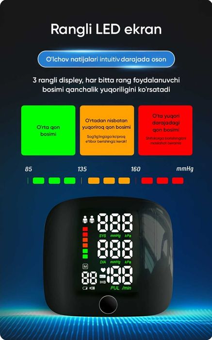 Автоматический цифровой тонометр запястья ! Davleniya ulchagich