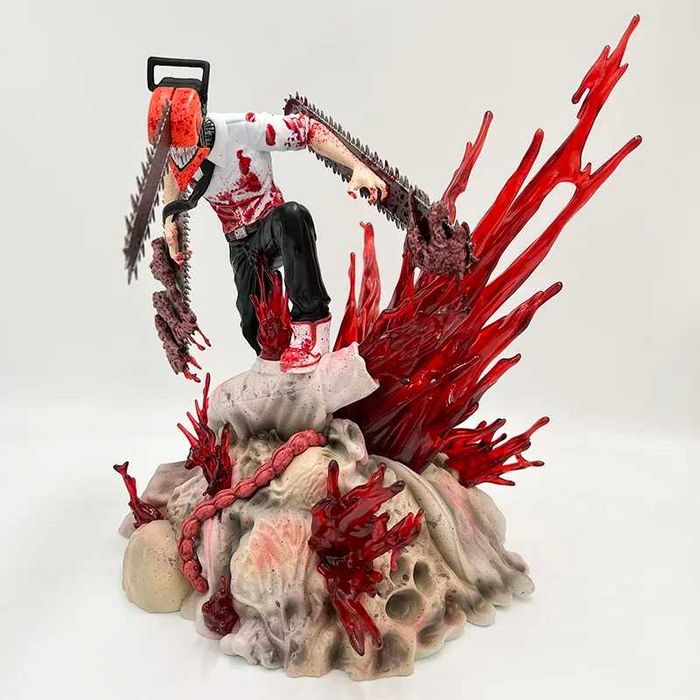 Figurină Anime Chainsaw Man – Denji & Pochita, 27 cm