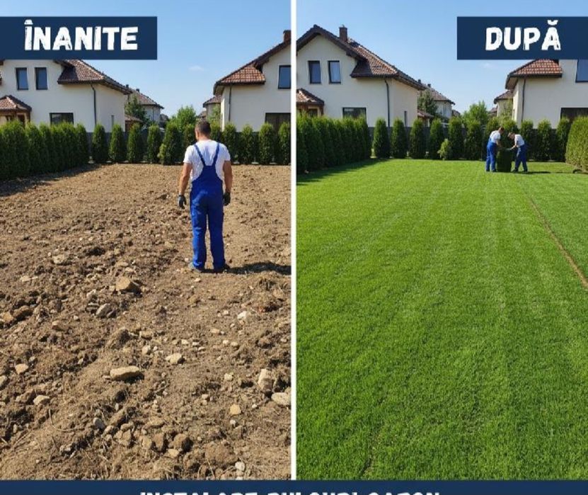 Gazon rulou și sistem de irigații
