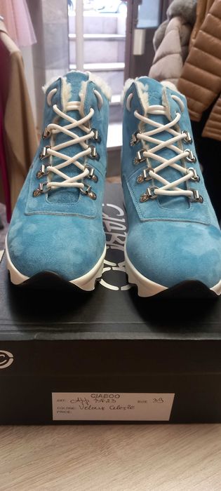 Дамски боти италиански материали естествен велур