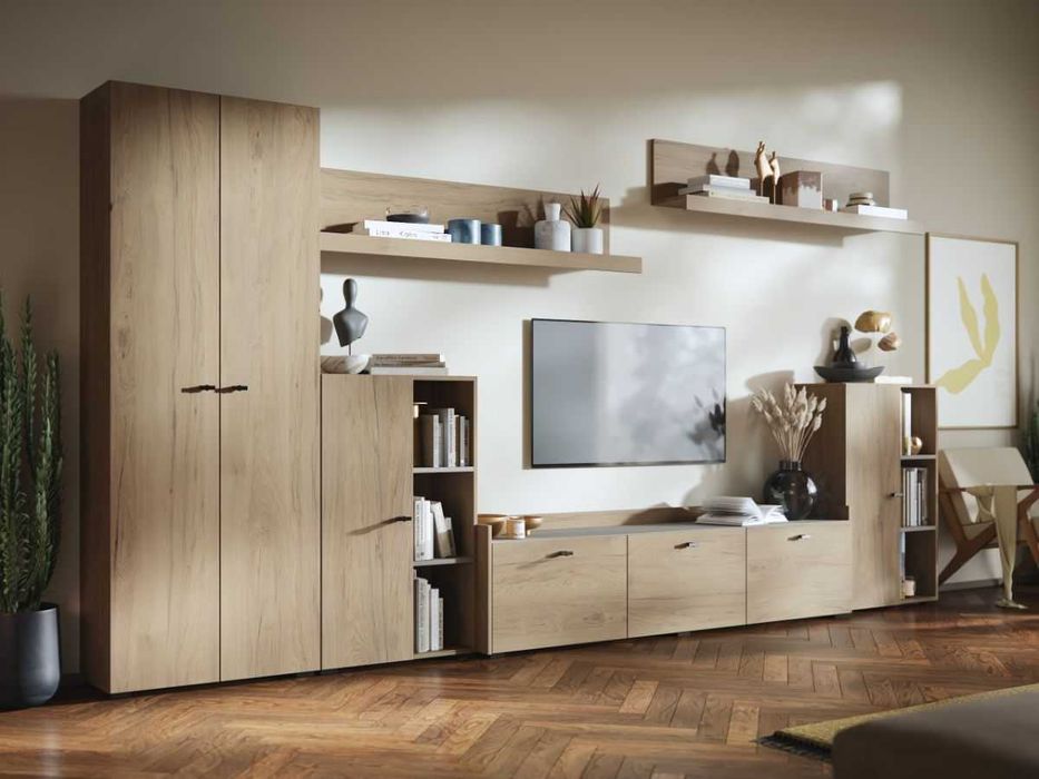 Living Silensia C3 UNO – Mobila sufragerie aspect lemn / bej