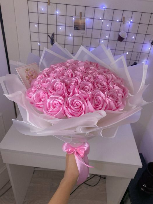 Вечен букет - сатенени рози