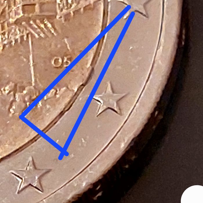 Monedâ 2 euro Germania cu defecte de batere