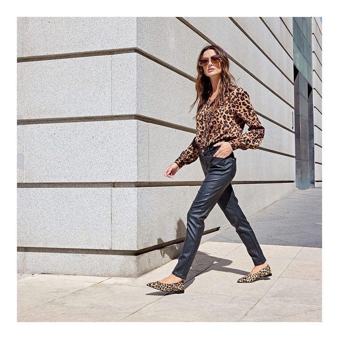 Кожени балеринки Angel Alargon с леопардов принт върху естествен косъм