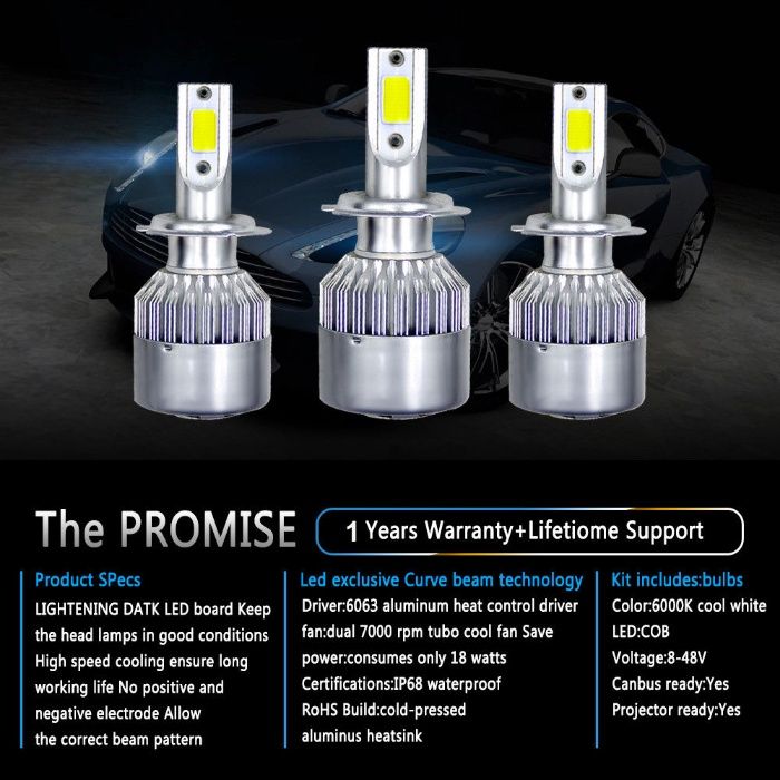 LED Лед диодни крушки Н1, Н4, Н7, H11 36W над150% по ярка светлина