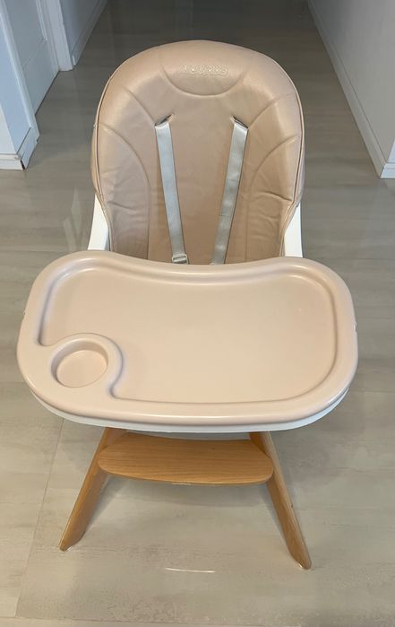 Scaun de masa, Ricokids, Lemn, Inaltime reglabila, Tava reglabila/detasabila, Centuri siguranta, culoare Roz