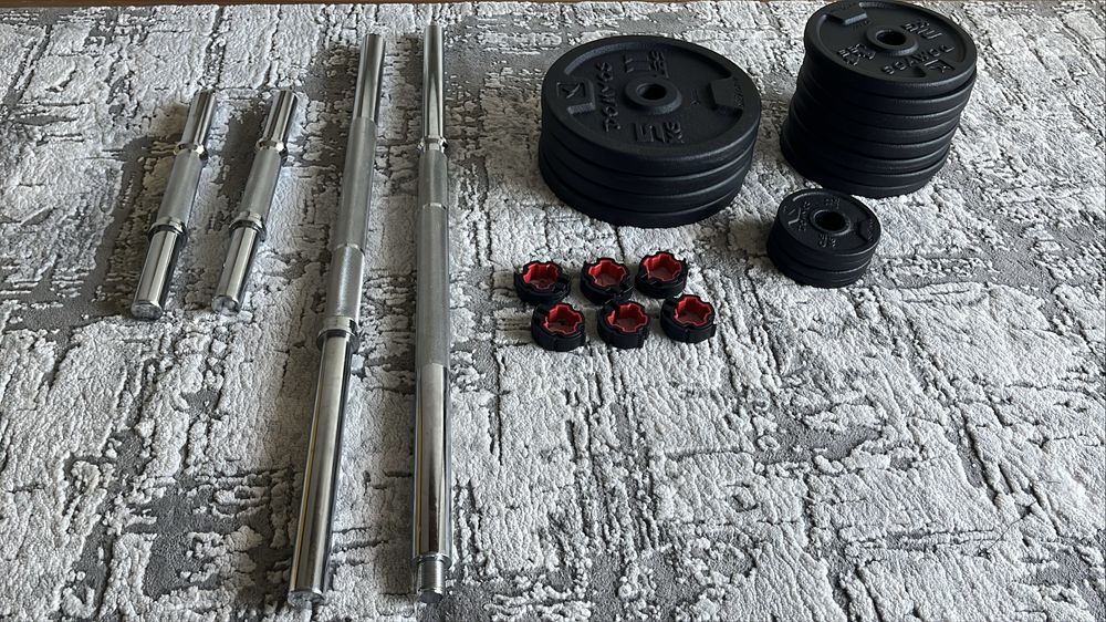 Set gantere și bară bodybuilding 50 kg