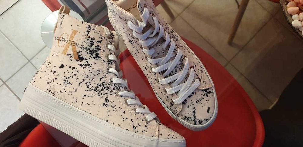 %ПРОМО% CALVIN KLEIN № 38 – Дамски сникърси "PALE PINK & BLACK" нови