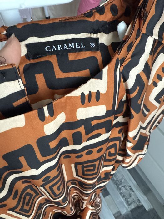 Rochie cu matase Caramel, maneci fluture, matimea 36 S