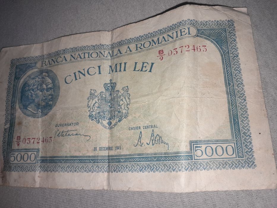 Bacnotă 5000 lei 20 decembrie 1845