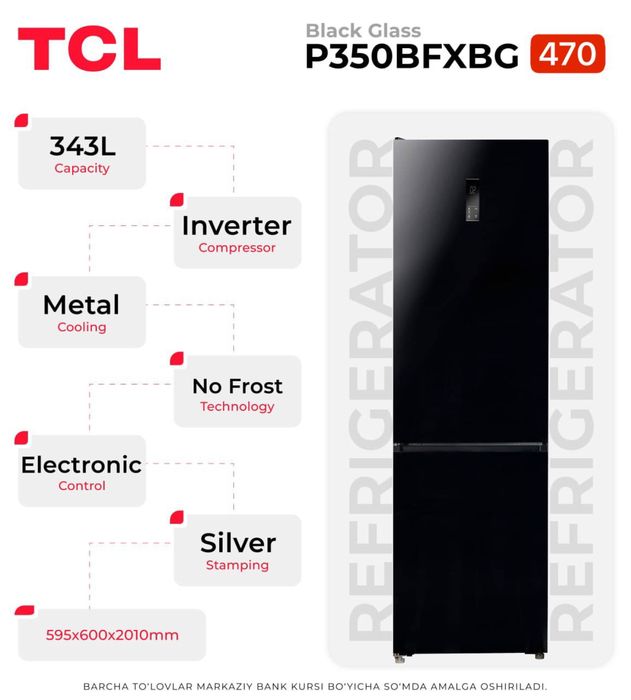 Xolodilnik TCL 306L 340L