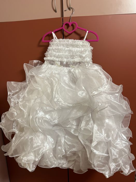 Детска бяла рокля за шаферки