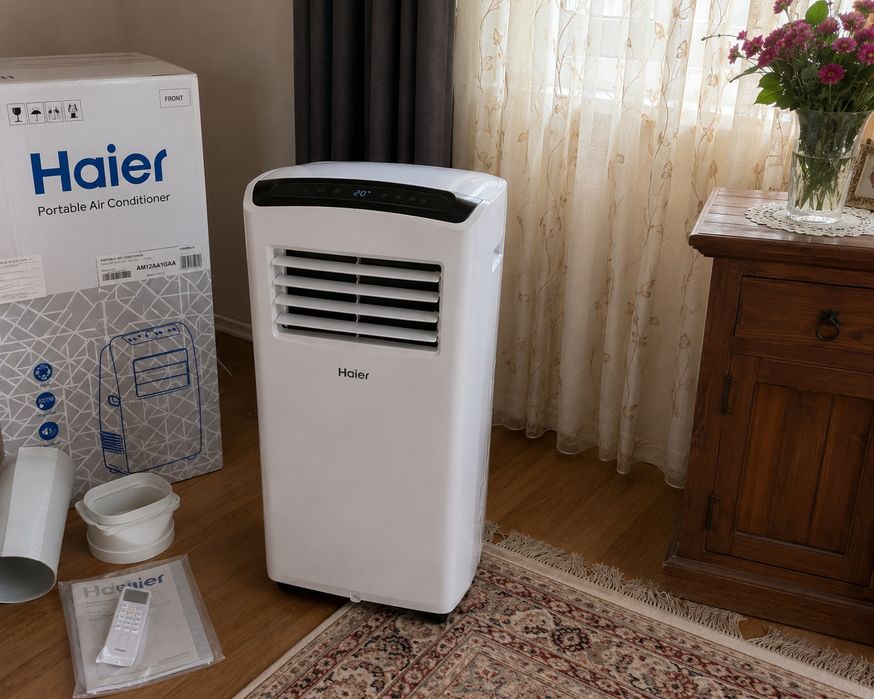 Мобилен климатик Haier AM12AA1GAA 12 000 BTU – като нов, само пробван
