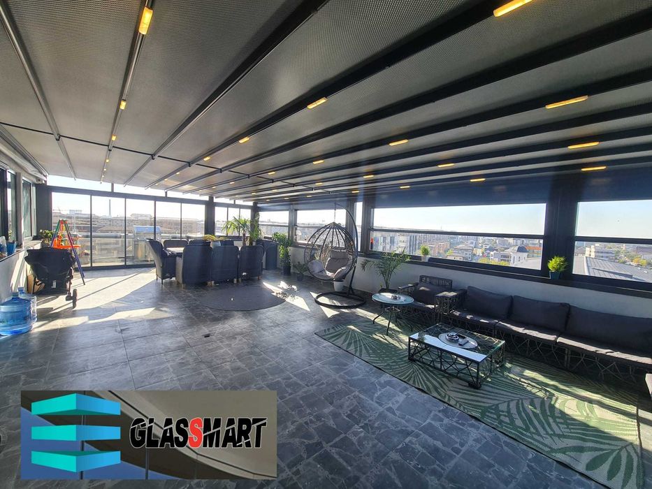 Inchidere Balcone , Terasa , Pergole retractabila cu LED, Bioclimatic Rolling Roof retractabila cu lamela alum., Wintergarden  Acoperis fix din sticla