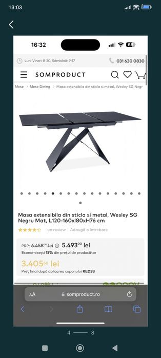 Masa extensibila + 4 scaune