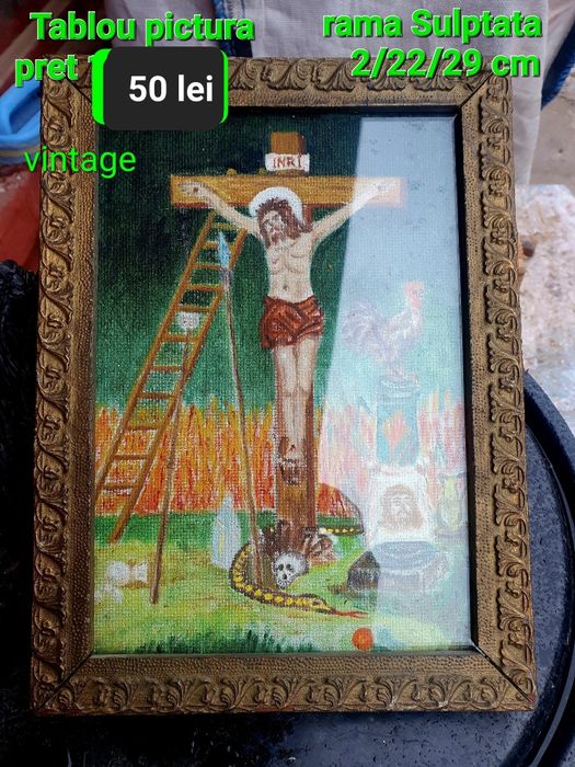 Tablou pictura cu rama sculptata