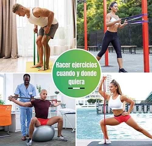 Фитнес ластици комплект 4 нива с дръжки и анкър