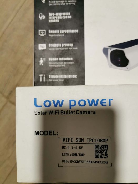 охранителни камери – модел „Low Power Solar WiFi Bullet Camera