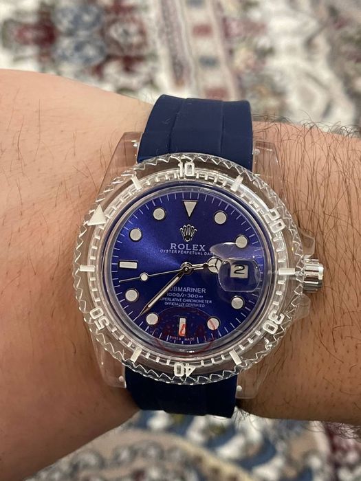 Rolex прозрачный корпус ремешок силикон гипоаллергенный