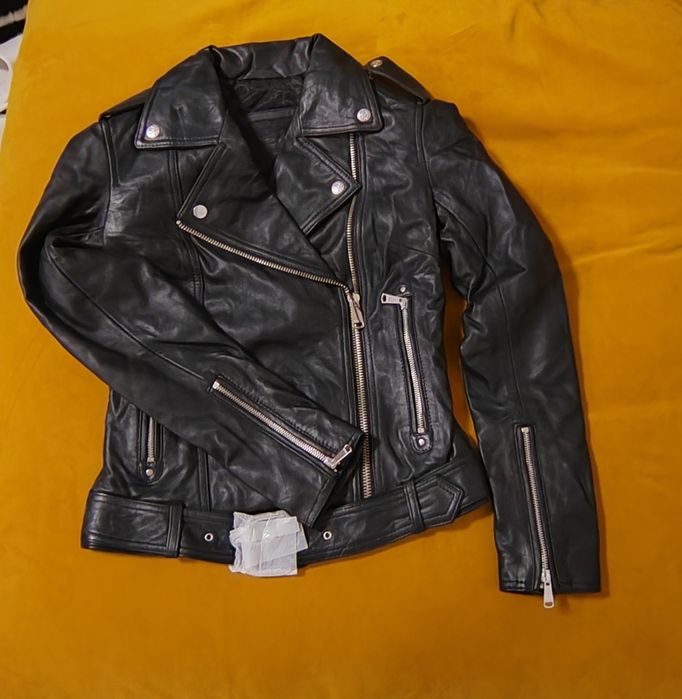 Geaca de piele naturala neagra LADC Paris, masura S