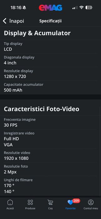 Camera auto full HD tip oglindă