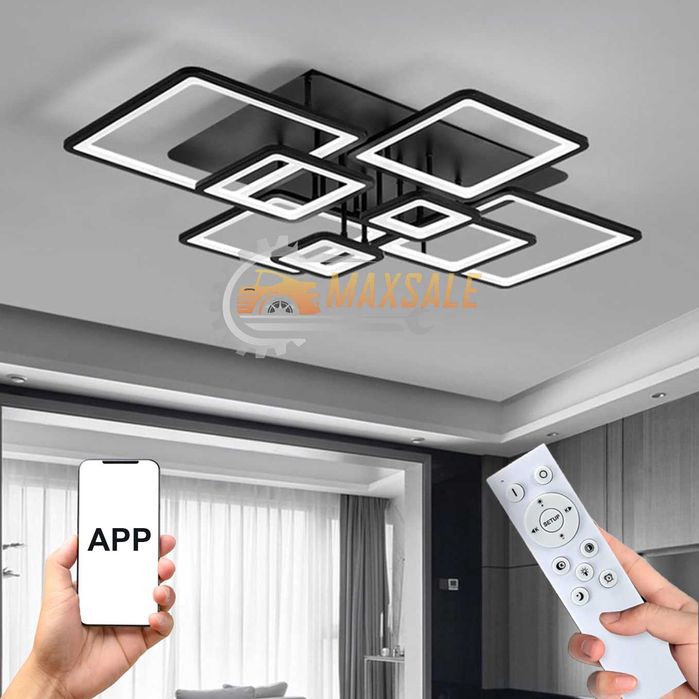 Полилей абажур плафониера дистанционно управление 160W LED лампа стена