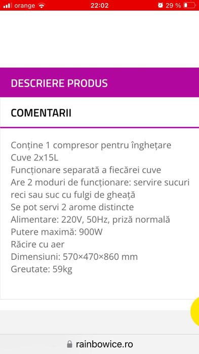 Vând aparat inghetata