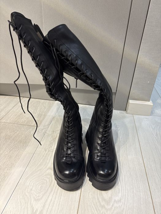 Кожанные зимние ботинки