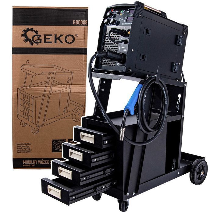 Carucior pentru aparat de sudura cu maner si 4 sertare